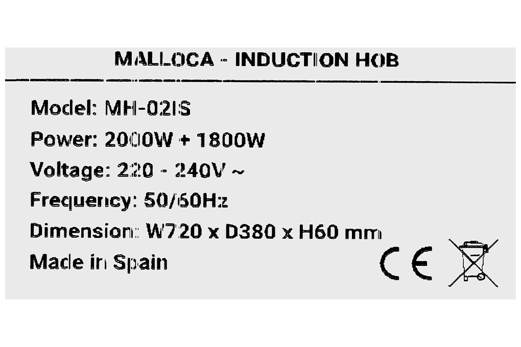 Bếp từ đôi âm Malloca MH-02IS 3800W Màu Bạc
