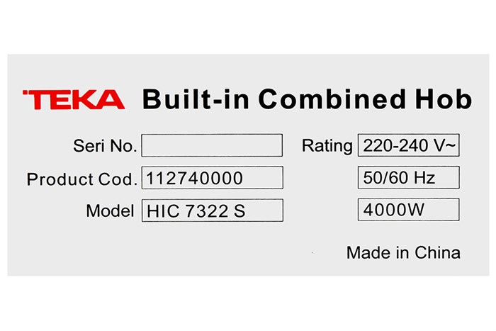 Bếp từ hồng ngoại lắp âm Teka HIC 7322 S Màu Đen