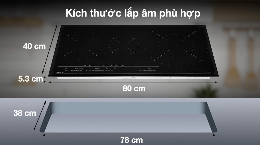 Bếp từ 3 vùng nấu lắp âm Teka IZC 83620 MST BK