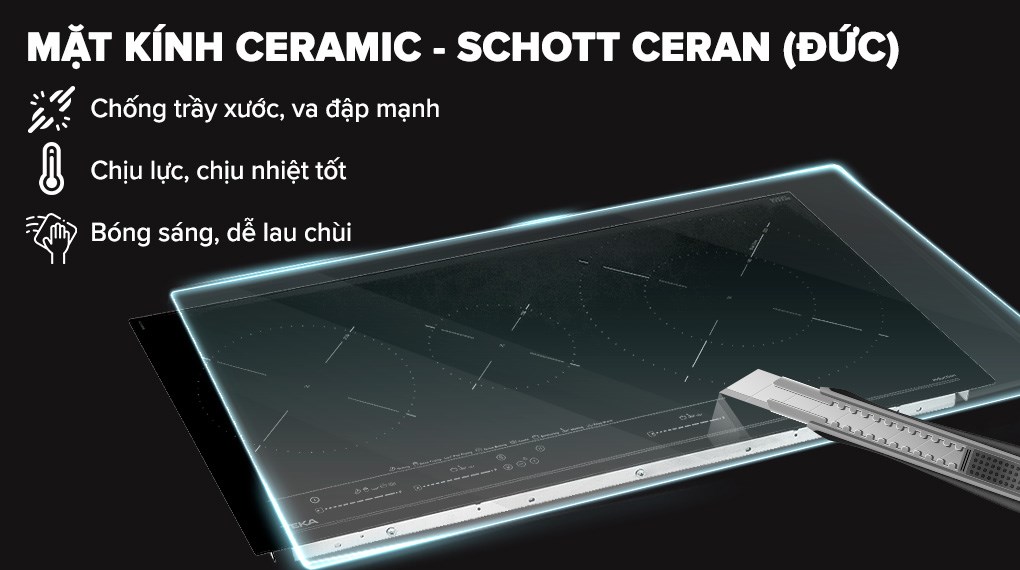 Bếp từ 3 vùng nấu lắp âm Teka IZC 83620 MST BK