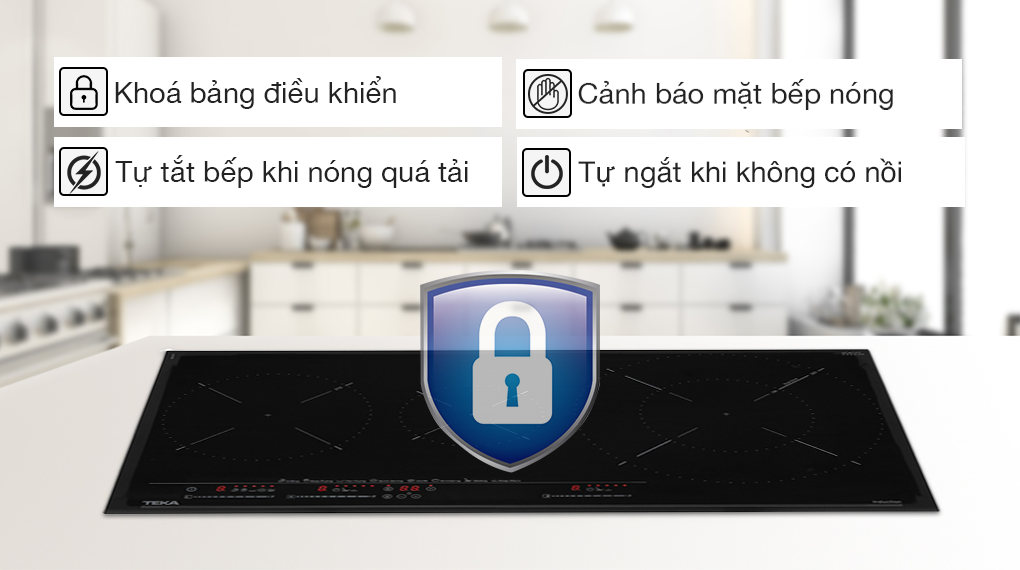 Bếp từ ba vùng nấu lắp âm Teka IZC 83620 MST BK - Tính năng an toàn