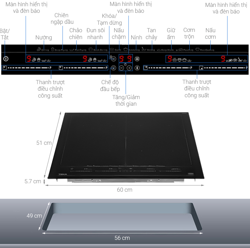 Bếp từ đa vùng nấu lắp âm Teka IZF 68700 MST BK