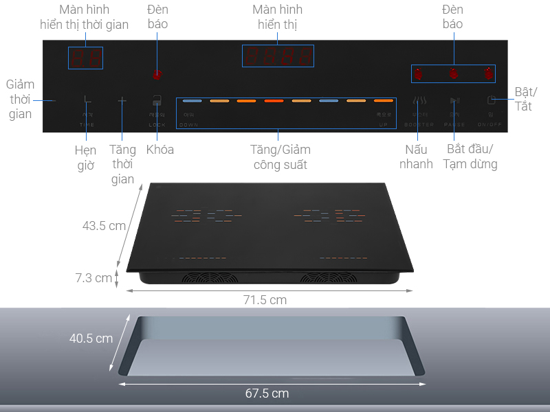 Bếp từ đôi âm Hawonkoo CEH-222-II 3800W