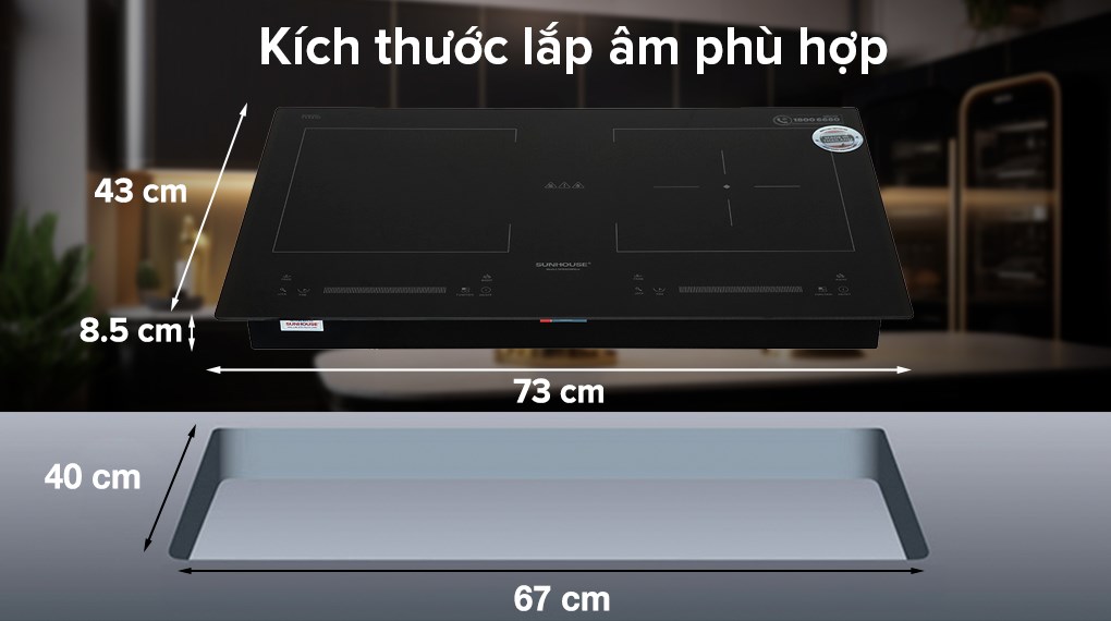 Bếp từ đôi lắp âm Sunhouse SHB9208NEW