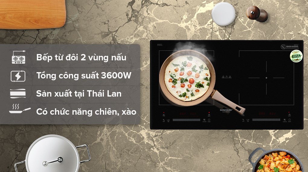 Bếp từ đôi lắp âm Sunhouse SHB9208NEW