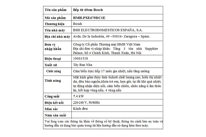 Bếp từ 4 vùng nấu lắp âm Bosch PXE675DC1E Màu Đen