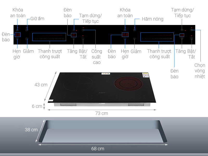 Bếp điện từ KAFF KF-FL108 nấu nhanh, an toàn tối ưu