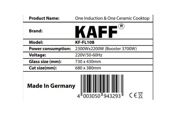 Bếp từ hồng ngoại âm KAFF KF-FL108 4500W Màu Đen