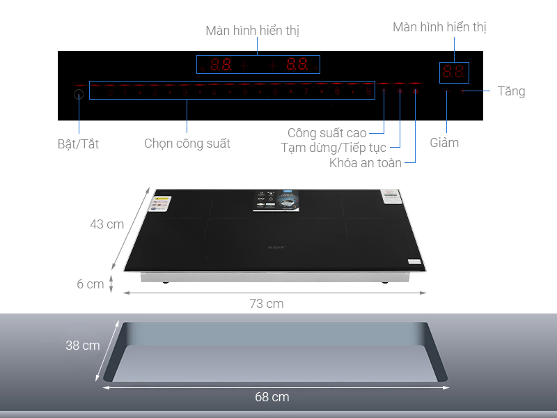 Bếp từ đôi KAFF KF-HID7348II - Chính hãng, giá tốt