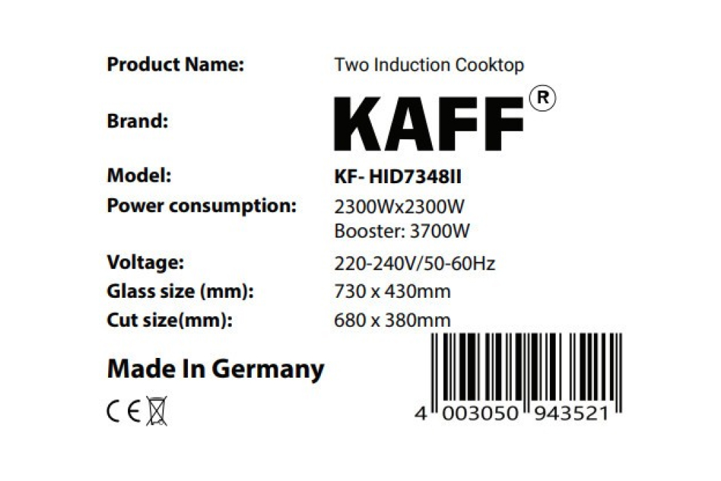 Bếp từ đôi âm KAFF KF-HID7348II 4600W Màu Đen