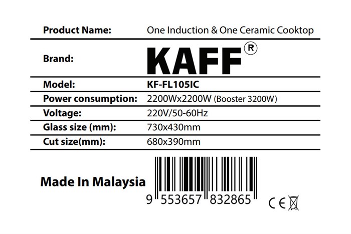 Bếp từ hồng ngoại âm KAFF KF-FL105IC 4400W Màu Đen