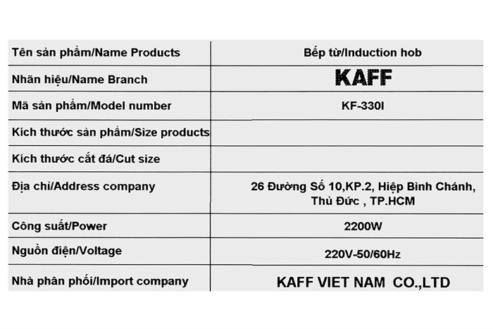 Bếp từ đơn lắp âm KAFF KF-330I