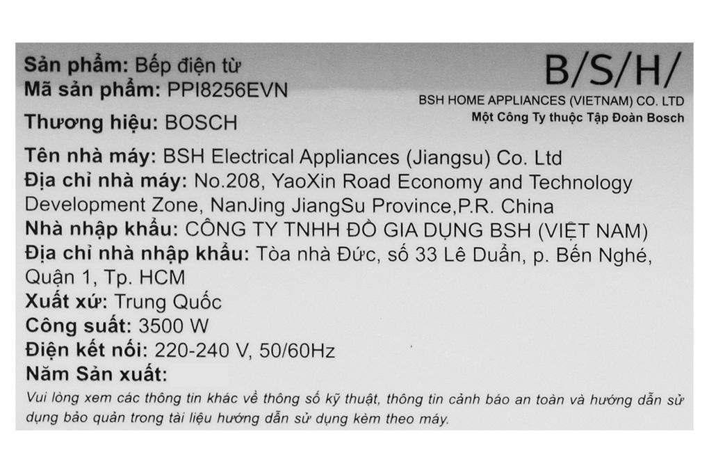 Bếp từ đôi âm Bosch PPI8256EVN 3500W Màu Đen