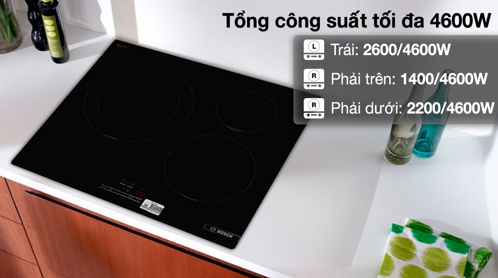 Bếp từ 3 vùng nấu âm Bosch PUJ611BB5E 4600W