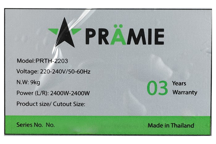 Bếp từ đôi âm Pramie PRTH-2203 5200W Màu Đen