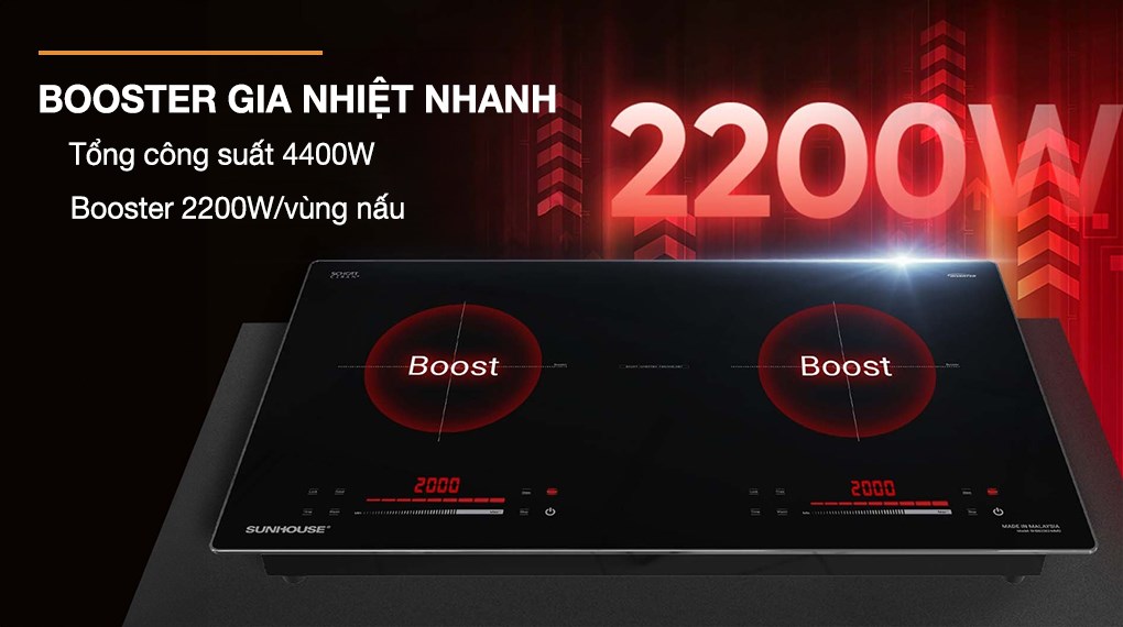 Bếp từ đôi âm Sunhouse SHB82062-MMD 4400W