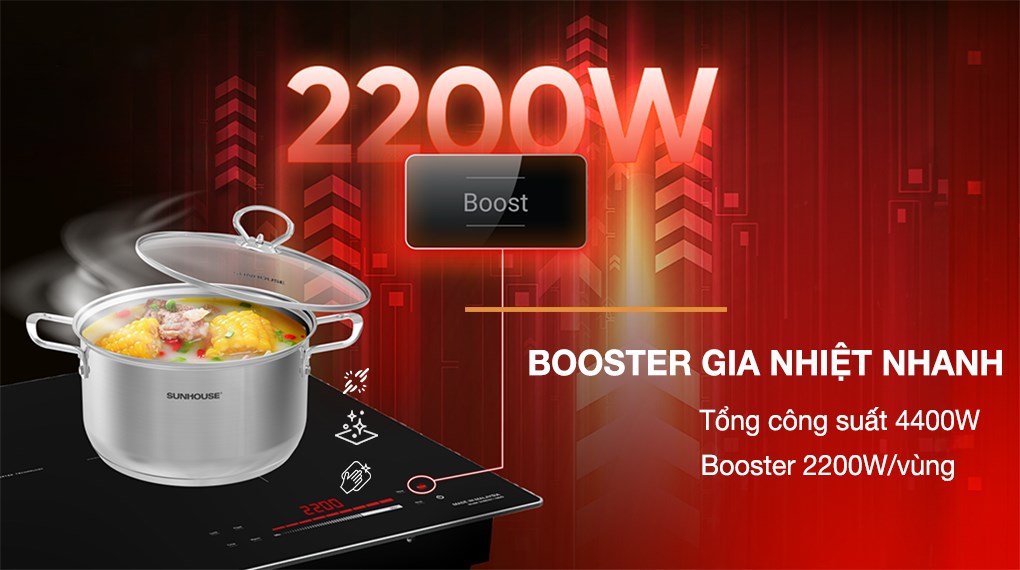 Bếp từ đôi âm Sunhouse SHB82082-VMD 4400W