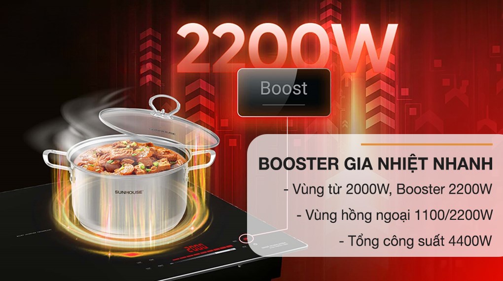 Bếp từ hồng ngoại âm Sunhouse SHB82011-MMD 4400W