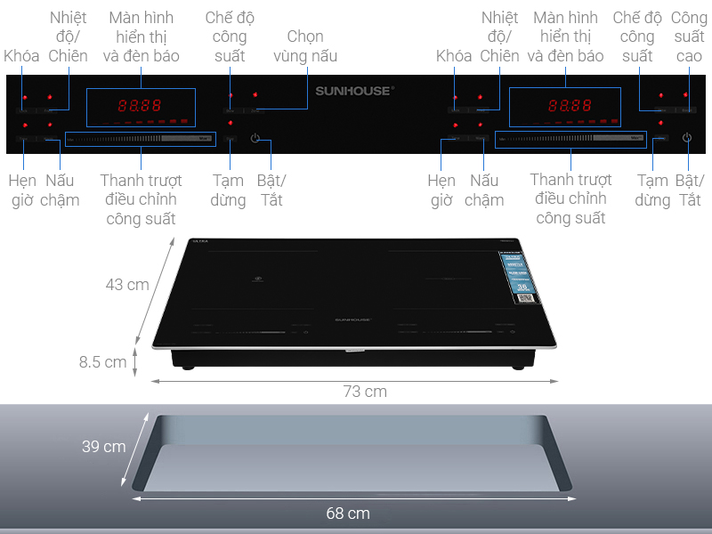 Bếp từ hồng ngoại âm Sunhouse SHB82071-VMD 4400W