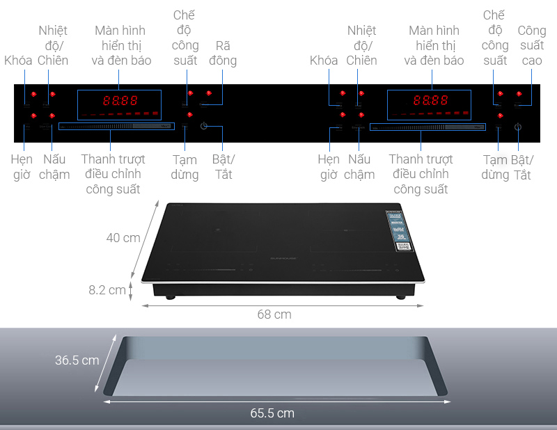 Bếp từ hồng ngoại âm Sunhouse SHB81051-VMD 4000W