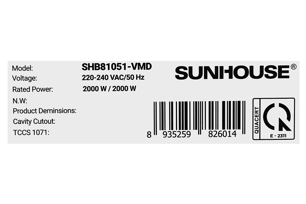 Bếp từ hồng ngoại âm Sunhouse SHB81051-VMD 4000W Màu Đen