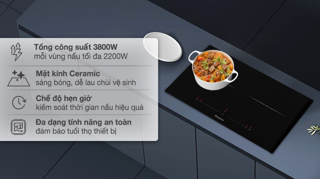 Bếp từ đôi âm Kangaroo KGIC38D1C 3800W