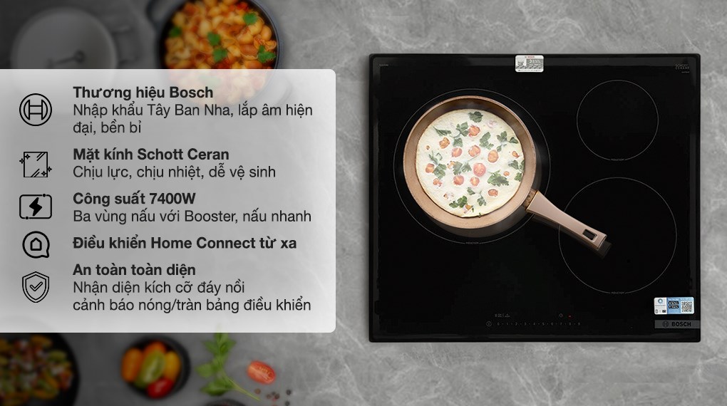 Bếp từ 3 vùng nấu lắp âm Bosch PIJ61RHB1E