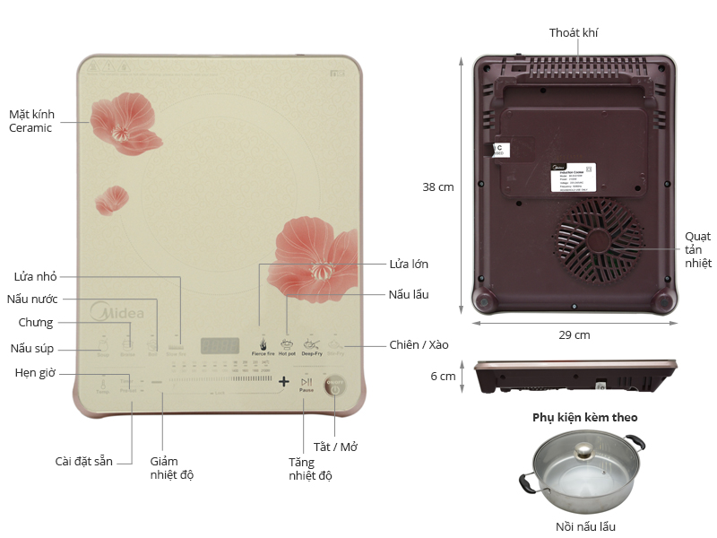 Thông số kỹ thuật Bếp từ Midea MI-SV21DW