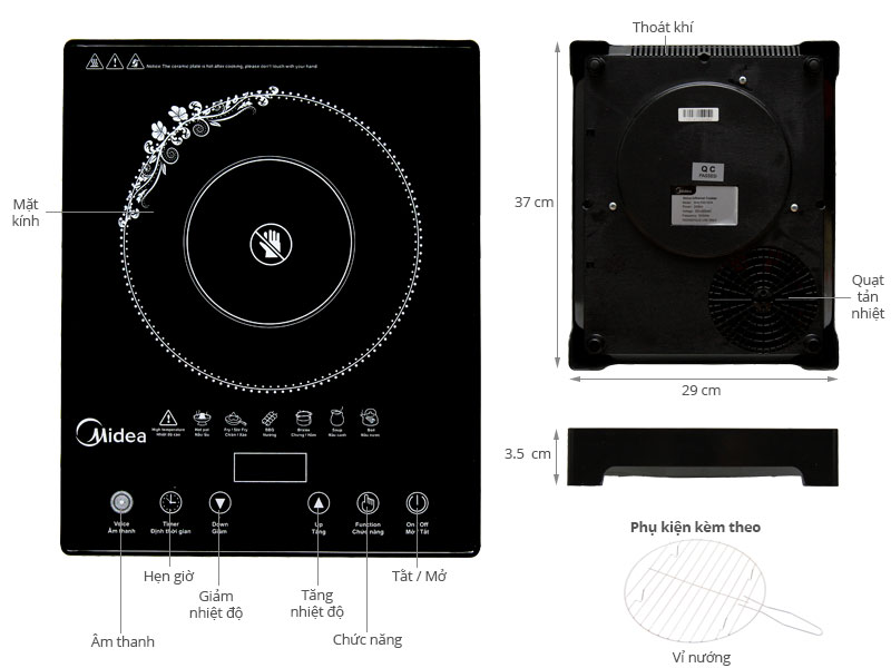Thông số kỹ thuật Bếp hồng ngoại Midea MIR-T2013DA