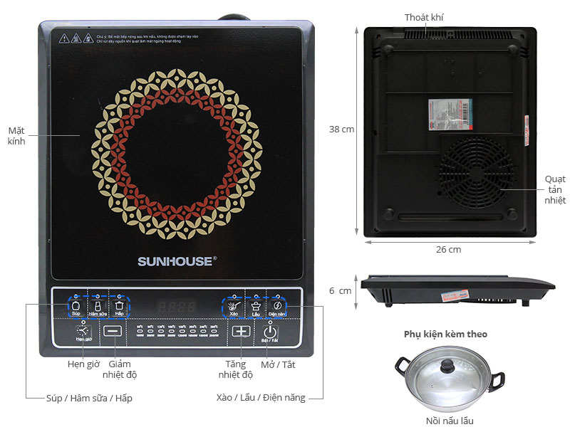 Thông số kỹ thuật Bếp từ Sunhouse SHD6146