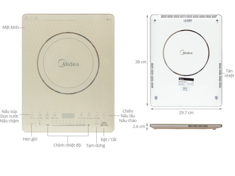 Thông số kỹ thuật Bếp từ Midea MI-T2114DD