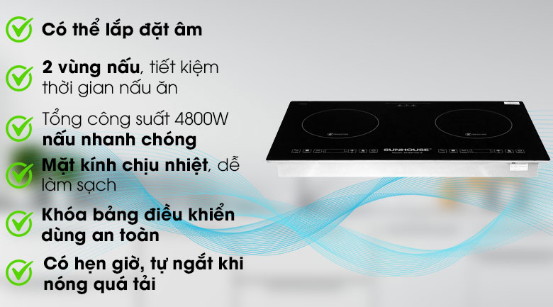 Bếp từ đôi Sunhouse SHB9108-S