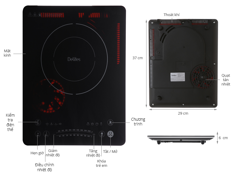 Thông số kỹ thuật Bếp từ Delites BDT01