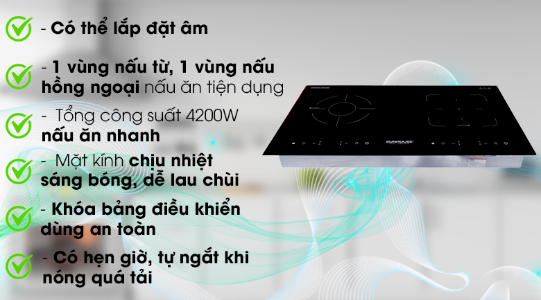 Bếp từ hồng ngoại Sunhouse SHB9104MT