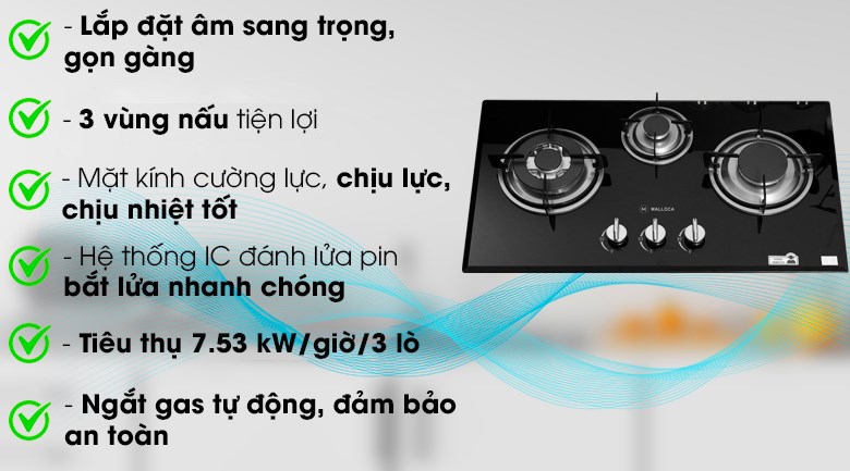 Bếp ga âm Malloca GHG 733B NEW