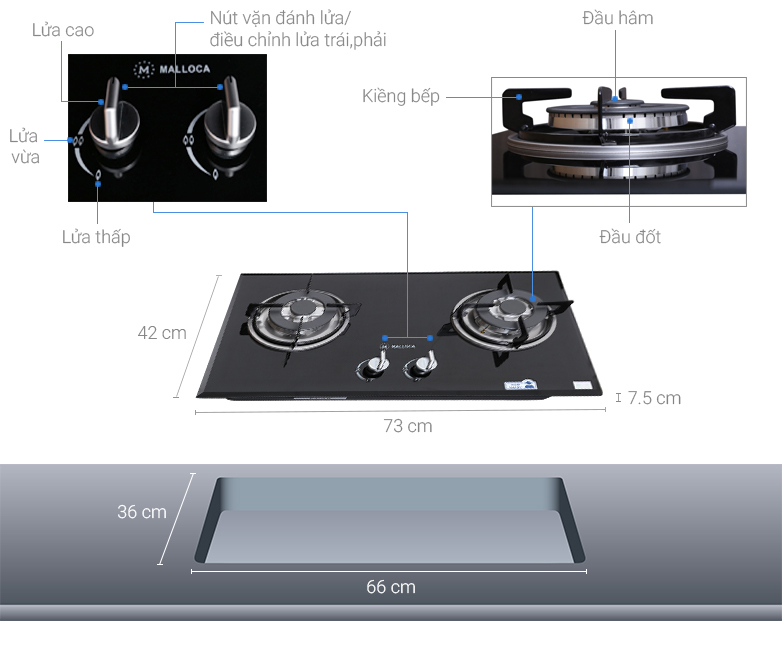 Bếp ga âm Malloca GHG 732A NEW