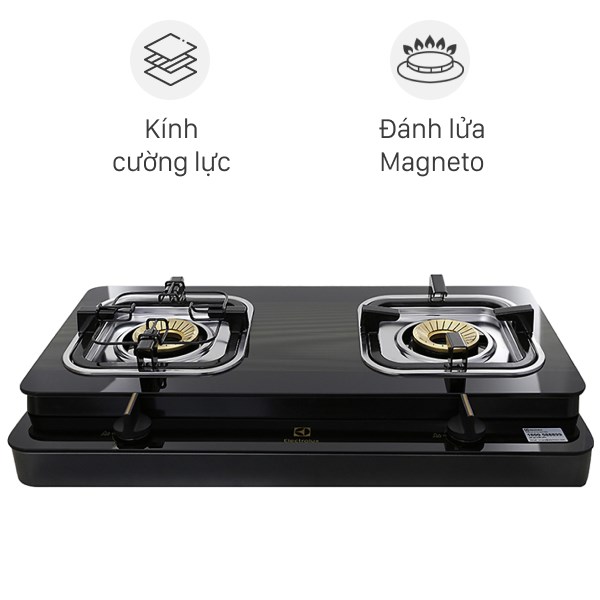Bếp ga đôi Electrolux ETG727GKR - Kính cường lực, màu đen, 3 kW công suất tổng