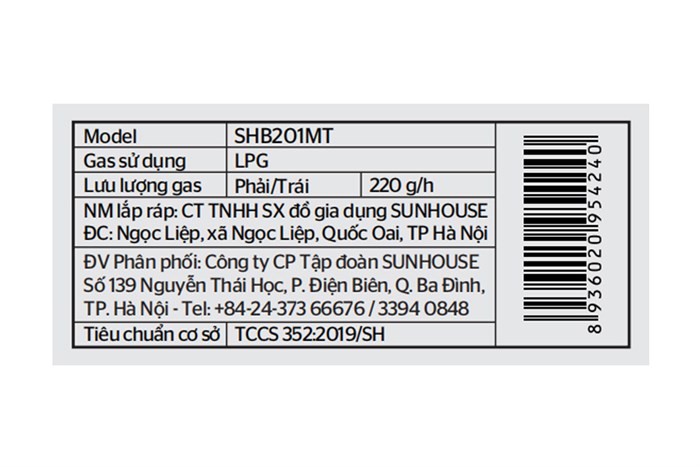 Bếp ga đôi Sunhouse SHB 201MT Màu Đen
