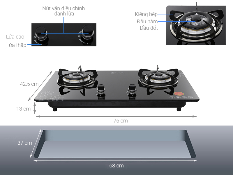 Bếp ga âm Sakura SV-2577GB
