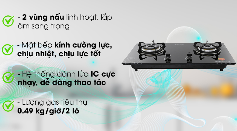 Bếp ga âm Sakura SV-2577GB