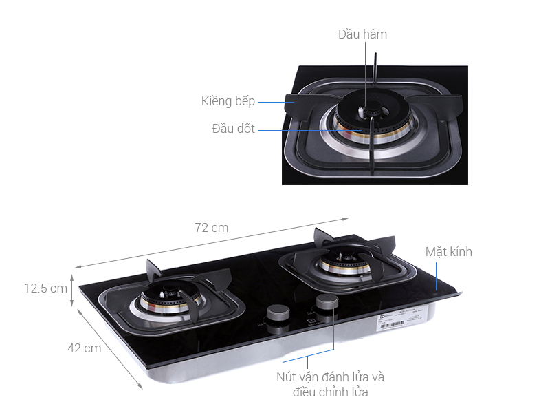 Thông số kỹ thuật Bếp gas âm Electrolux EGT7221EK