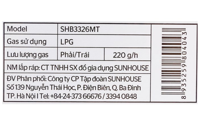 Bếp ga đôi Sunhouse SHB3326MT Màu Đen