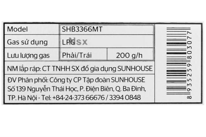 Bếp ga đôi Sunhouse SHB3366MT Màu Đen