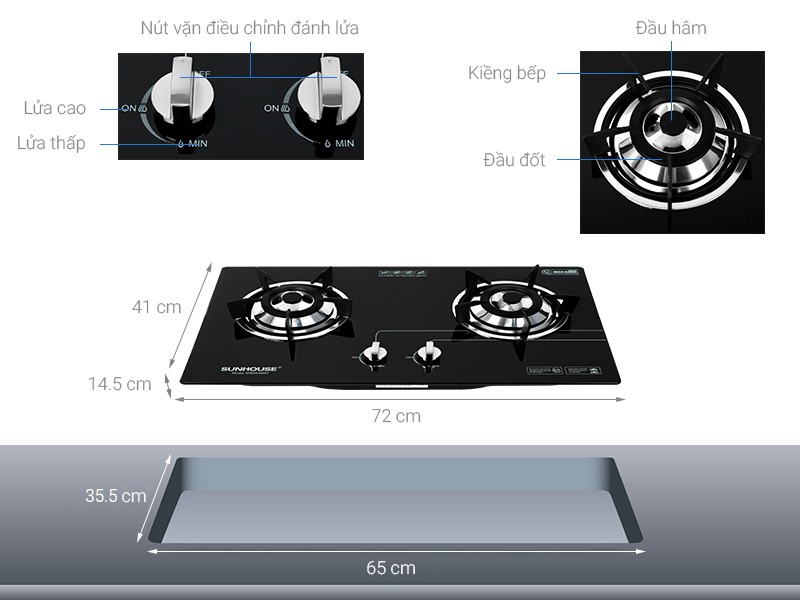 Bếp ga âm Sunhouse SHB5546MT
