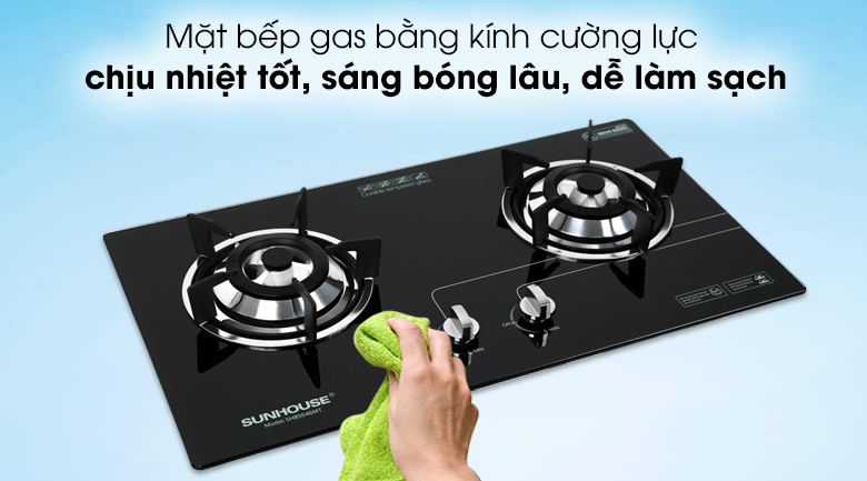 Bếp ga âm Sunhouse SHB5546MT - Mặt bếp gas bằng kính cường lực dày bền