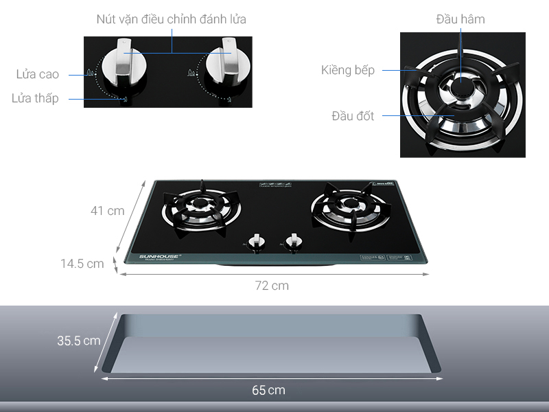 Bếp ga âm Sunhouse SHB5548MT