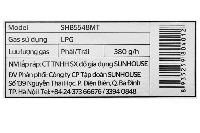 Bếp ga âm Sunhouse SHB5548MT Màu Đen