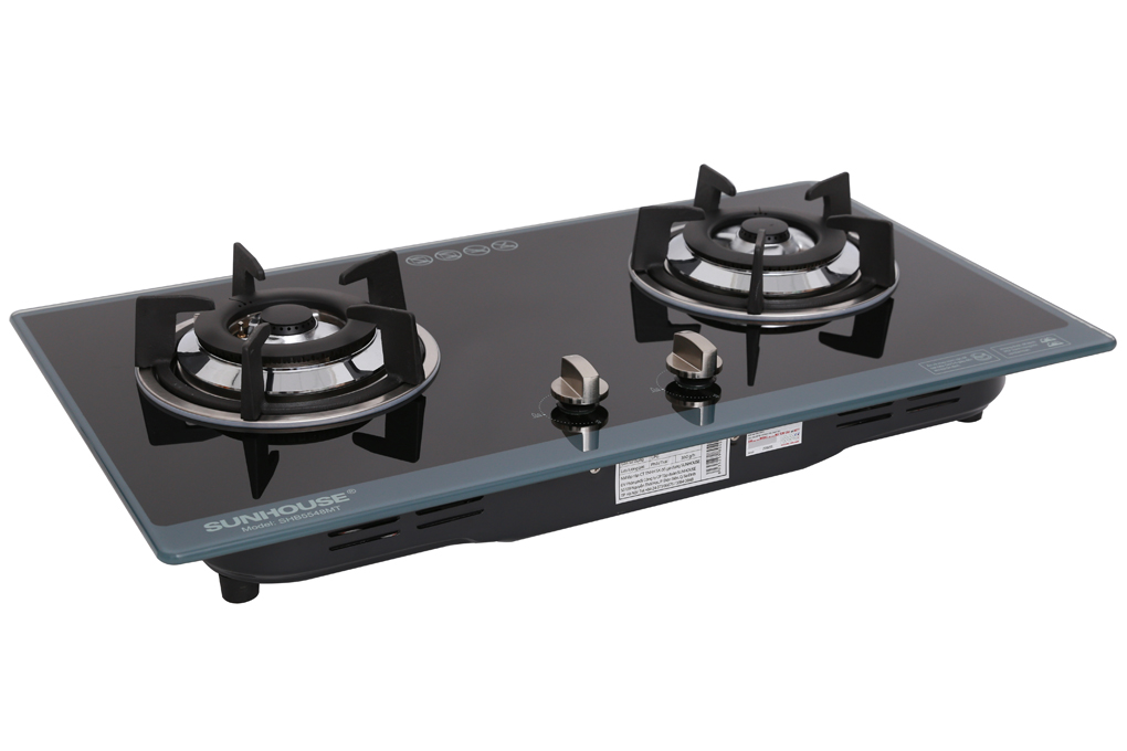 Mặt bếp bằng kính cường lực cao cấp, sáng bóng - Bếp gas âm Sunhouse SHB5548MT Mặt bếp bằng kính cường lực cao cấp, sáng bóng - Bếp gas âm Sunhouse SHB5548MT