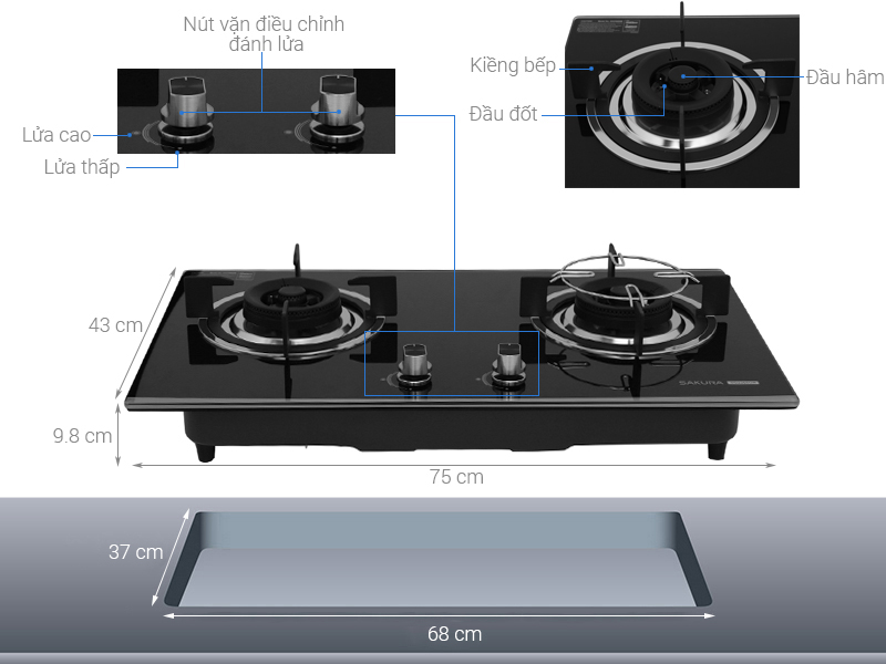 Bếp ga âm Sakura SG-2568GB