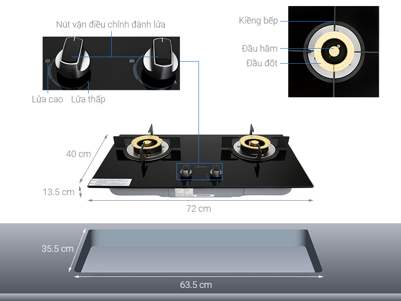 Bếp ga âm Midea MQ7208-G